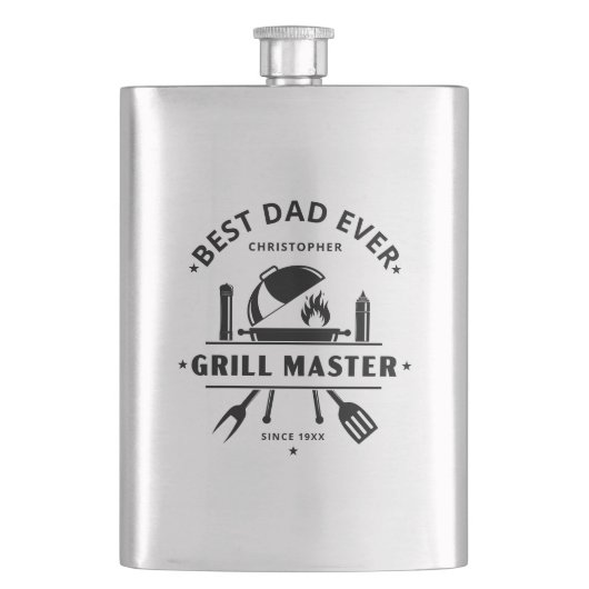 Moderner Bester Vater Aller Zeiten Grillmeister Pe Flachmann (Vorderseite)