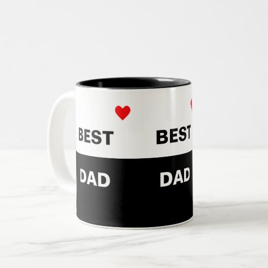 Moderner bester Vater in Schwarz und Weiß Zweifarbige Tasse (Vorderseite Links)