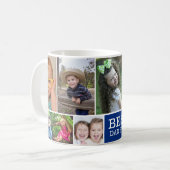 Moderner bester Vater je 10 Foto Collage Blue Kaffeetasse (Vorderseite Links)