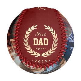 Moderner bester Vater je 3 Foto Red Gold Baseball