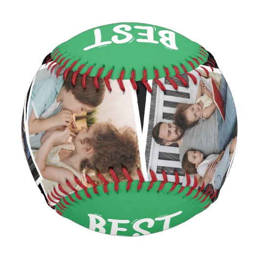 Moderner bester Vater je 4 Foto Federn Geschenk Baseball (Rückseite)