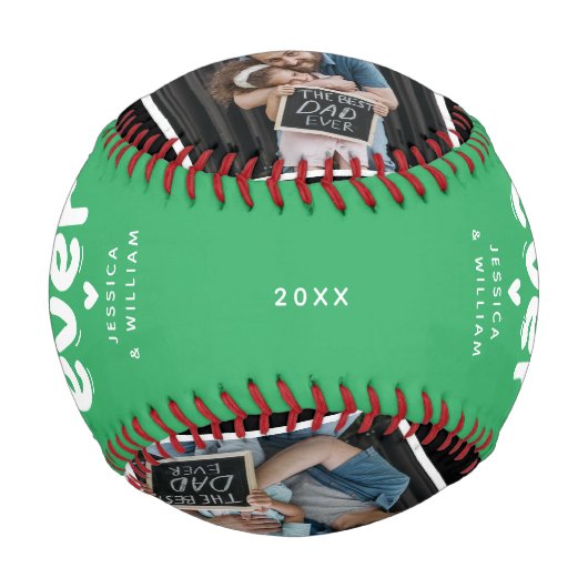 Moderner bester Vater je 4 Foto Federn Geschenk Baseball (Vorderseite)