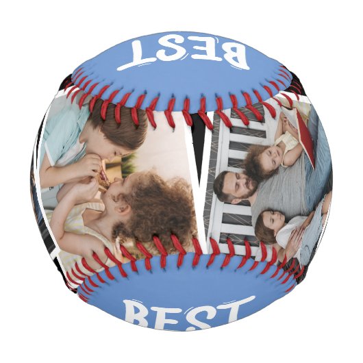 Moderner bester Vater je 4 Foto Federn Geschenk Baseball (Rückseite)