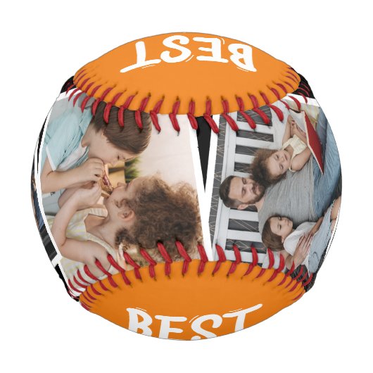 Moderner bester Vater je 4 Foto Federn Geschenk Baseball (Rückseite)