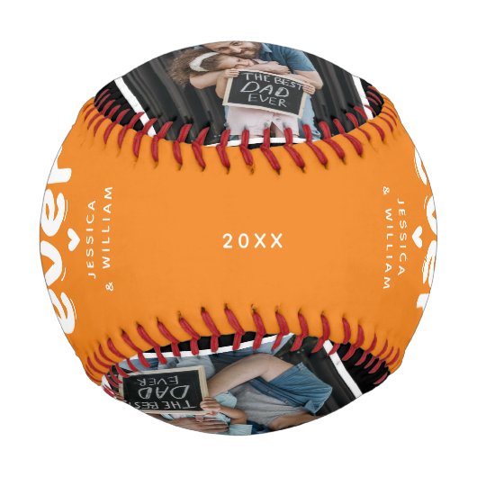 Moderner bester Vater je 4 Foto Federn Geschenk Baseball (Vorderseite)