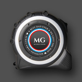 Moderner bester Vater je Monogramm Rotes Blau Maßband