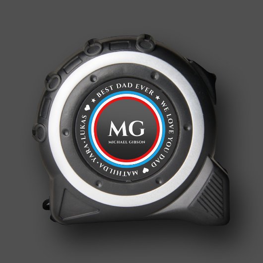 Moderner bester Vater je Monogramm Rotes Blau Maßband