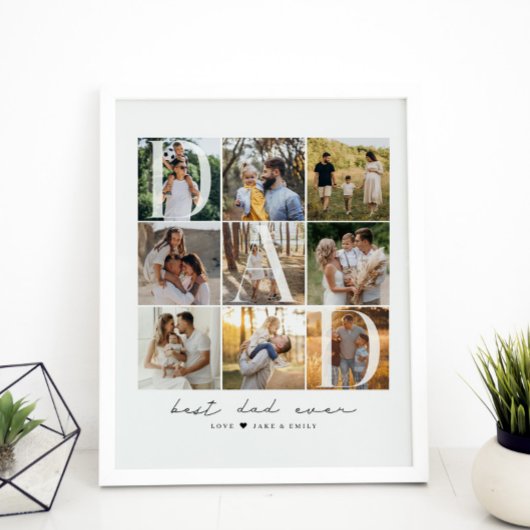 Moderner bester Vater je Script 9 Foto Grid Vater Poster