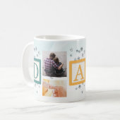 Moderner bester VATER je Script Einfach3 FotoColla Kaffeetasse (Vorderseite Links)