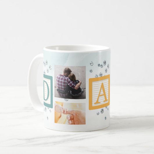 Moderner bester VATER je Script Einfach3 FotoColla Kaffeetasse (Vorderseite Links)