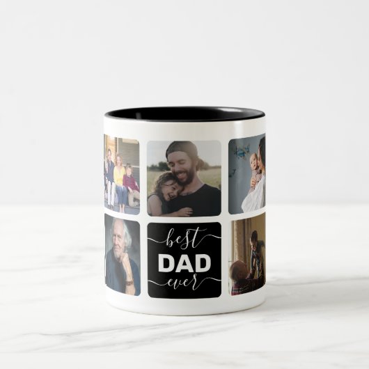Moderner bester VATER je Script Einfach 9 Foto Col Zweifarbige Tasse (Mittel)