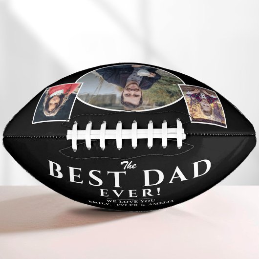 Moderner Bester Vater Vater 3 Foto Collage Black Football