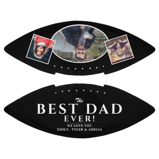 Moderner Bester Vater Vater 3 Foto Collage Black Football (Paneele)