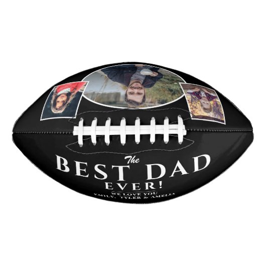 Moderner Bester Vater Vater 3 Foto Collage Black Football (Vorderseite)
