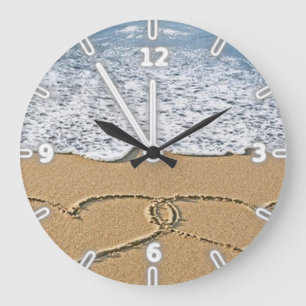 Moderner, bezaubernder tropischer Strand, Herz Große Wanduhr