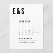 Moderner Big Bold Monogram Kalender Save the Date Postkarte (Vorderseite)
