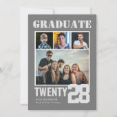 Moderner Big Bold Script Trendy 5 Foto Abschluss Einladung (Vorderseite)