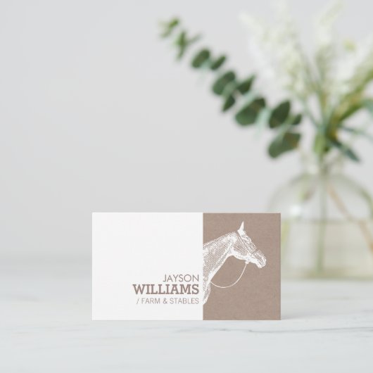 Moderner Bildschirm für Bauer mit weißem Pferd Visitenkarte (Stehend Vorderseite)
