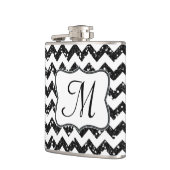 Moderner Blac Glitzer Zickzack Monogram Whiskey Fl Flachmann (Links)