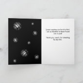 Moderner Black Basketball Ball Foto Coach Dankeskarte (Innenseite)