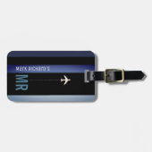 Moderner Black Blue Pass mit seinem Namen Gepäckanhänger (Vorderseite horizontal)