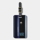 Moderner Black Blue Pass mit seinem Namen Gepäckanhänger (Vorderseite vertikal)