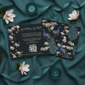 Moderner Black Blue Peacock Website QR-Code Begleitkarte