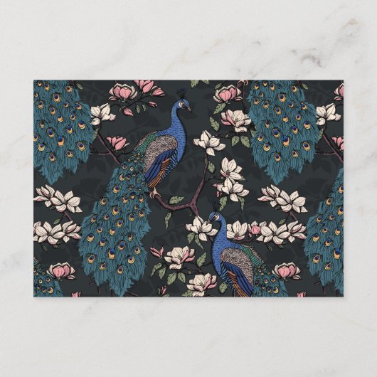 Moderner Black Blue Peacock Website QR-Code Begleitkarte (Rückseite)