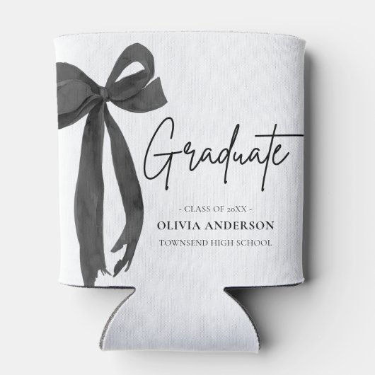 Moderner Black Bow Coquette Graduate Abschluss Dosenkühler (Rückseite)