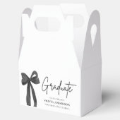 Moderner Black Bow Coquette Graduate Abschluss Geschenkschachtel (Geöffnet)