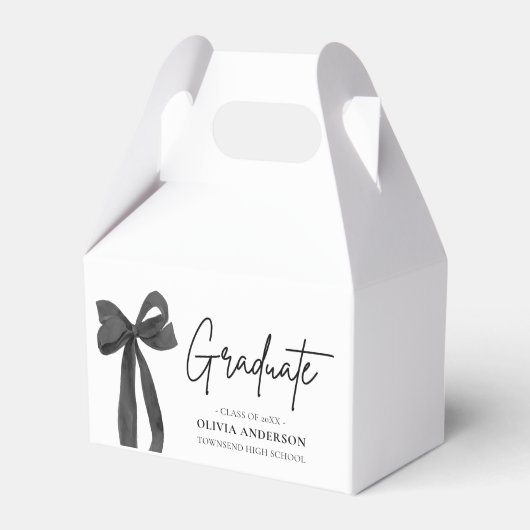 Moderner Black Bow Coquette Graduate Abschluss Geschenkschachtel (Vorderseite)