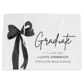 Moderner Black Bow Coquette Graduate Abschluss Große Geschenktüte (Vorderseite)