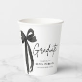 Moderner Black Bow Coquette Graduate Abschluss Pappbecher (Vorderseite)