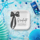 Moderner Black Bow Coquette Graduate Abschluss Pappteller (Party)