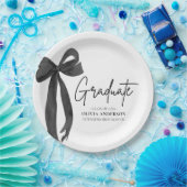 Moderner Black Bow Coquette Graduate Abschluss Pappteller (Party)