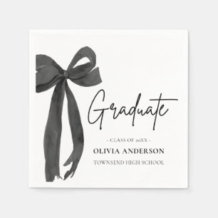 Moderner Black Bow Coquette Graduate Abschluss Serviette