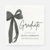 Moderner Black Bow Coquette Graduate Abschluss Serviette (Vorderseite)