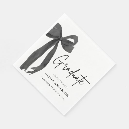 Moderner Black Bow Coquette Graduate Abschluss Serviette (Ecke)