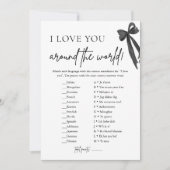 Moderner Black Bow I Liebe Sie um das Weltspiel Einladung (Vorderseite)