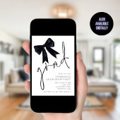 Moderner Black Bow Script Grad Abschluss Einladung