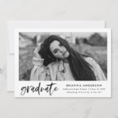 Moderner Black Brush Script Foto Abschluss Ankündigung (Vorderseite)
