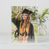 Moderner Black Calligraphy Foto Abschluss Einladung (Stehend Vorderseite)