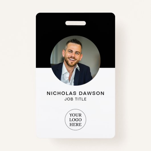 Moderner Black Custom Employee Foto ID Card QR Ausweis (Vorderseite)
