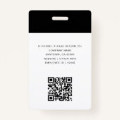 Moderner Black Custom Employee Foto ID Card QR Ausweis (Rückseite)