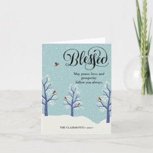 Moderner Black Elegant Script BLEESED Kardinal Bir Feiertagskarte
