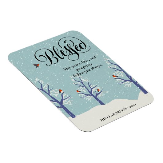 Moderner Black Elegant Script BLEESED Kardinal Bir Magnet (Rechte Seite)