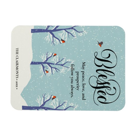 Moderner Black Elegant Script BLEESED Kardinal Bir Magnet (Horizontal)