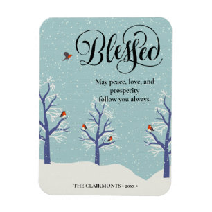 Moderner Black Elegant Script BLEESED Kardinal Bir Magnet