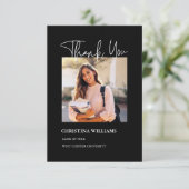 Moderner Black Foto Abschluss Vielen Dank Dankeskarte (Stehend Vorderseite)