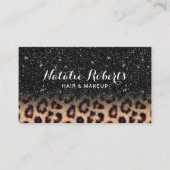 Moderner Black Glitzer Leopard Beauty Salon Visitenkarte (Vorderseite)